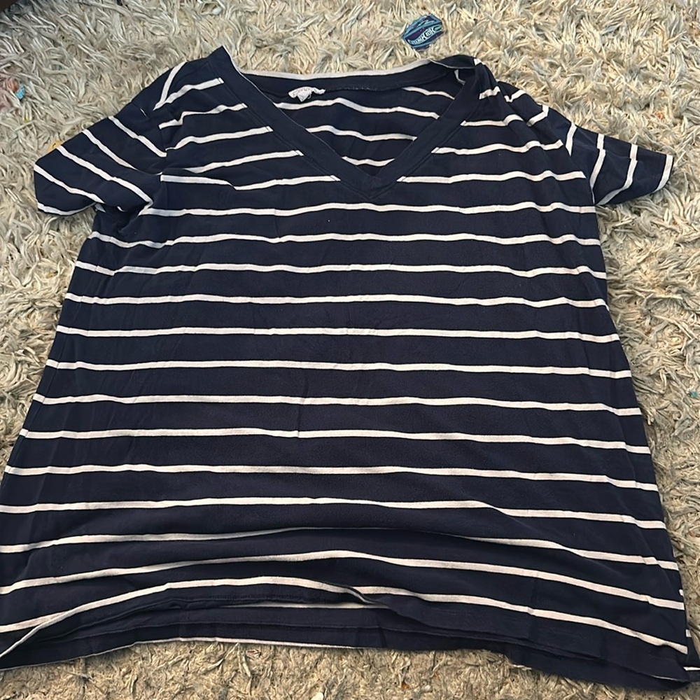 Navy Blue Striped Shirt